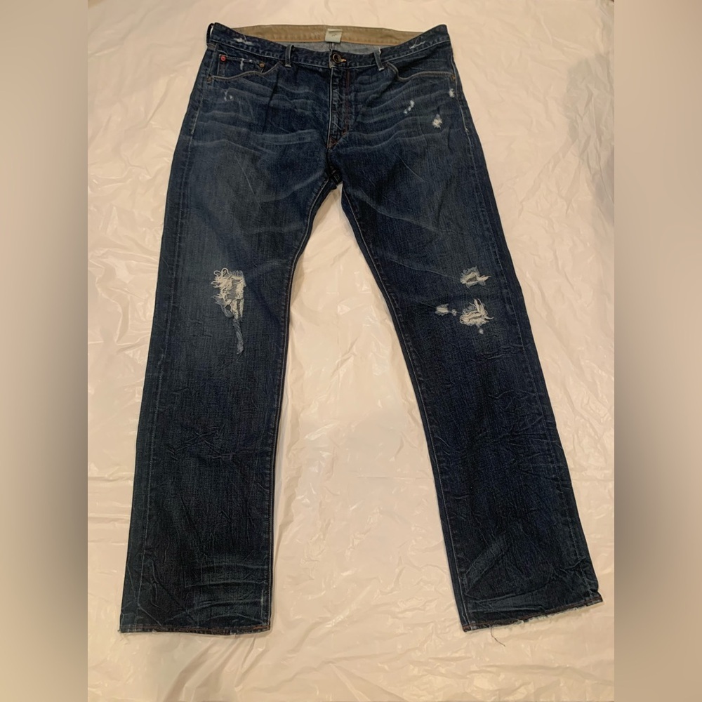 Banana Republic Straight Med Wash Men's Destroyed Jeans Size 40x36